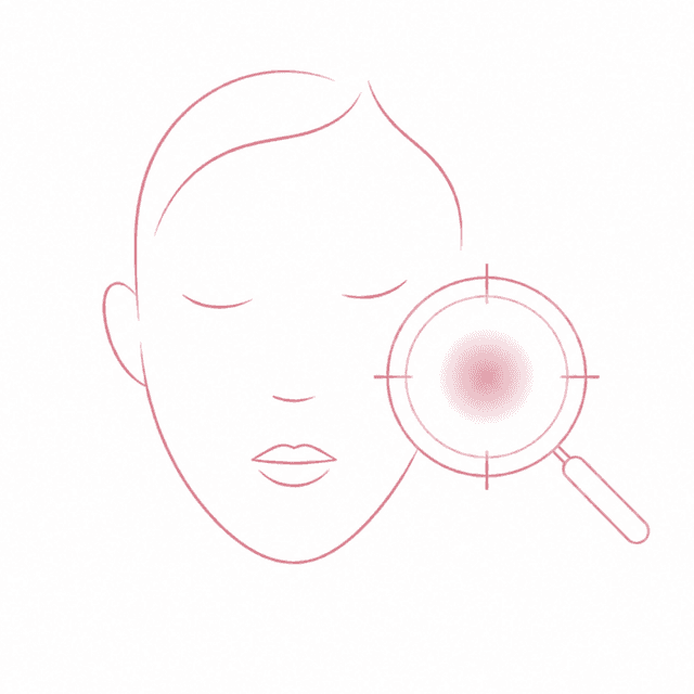 Illustrazione di un volto analizzato con una lente d'ingrandimento